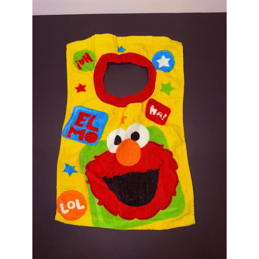 Sesame Street Elmo Yellow Pullover Terry Cloth Baby Bib 2018 Hamco Inc Cotton